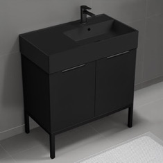 Modern Black Bathroom Vanity, 32 inch, Free Standing